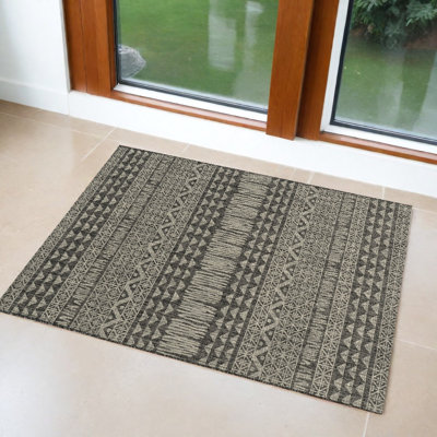 3' X 5' Charcoal Polypropylene Area Rug