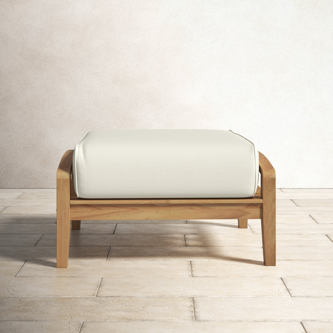 Summerton Outdoor Teak Ottoman with Cushion Birch Lane™ Cushion Color: Beige, Frame Color: Natural