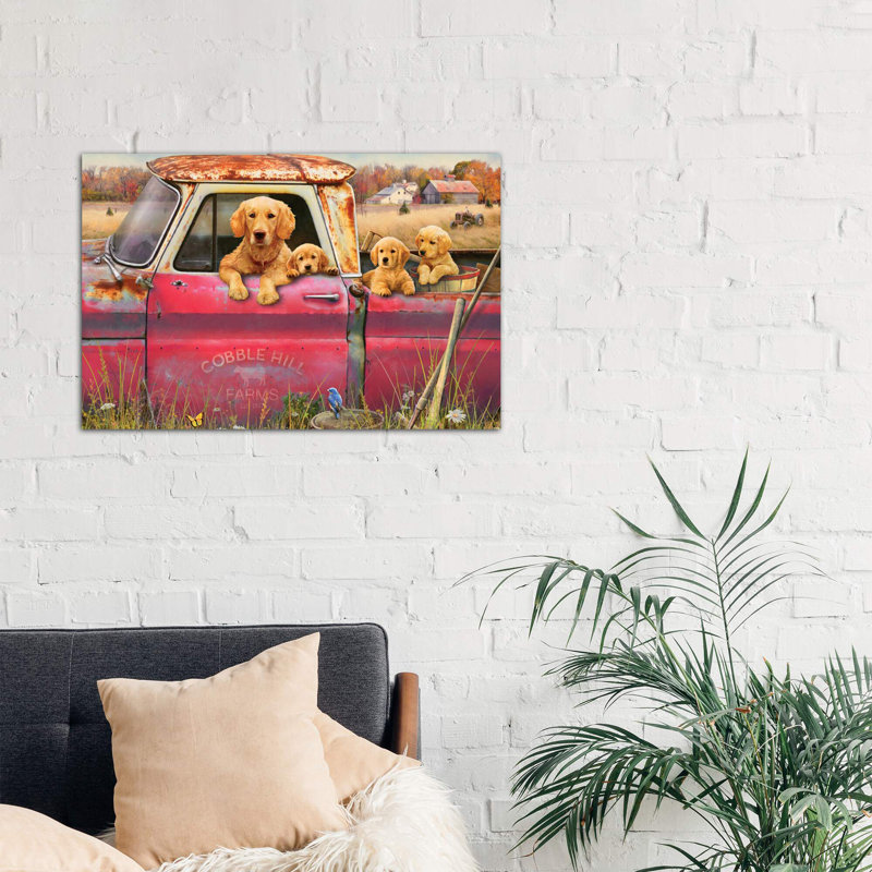 Goldens And Truck - Wrapped Canvas Painting, 30.48 cm H x 20.32 cm W x 1.91 cm D