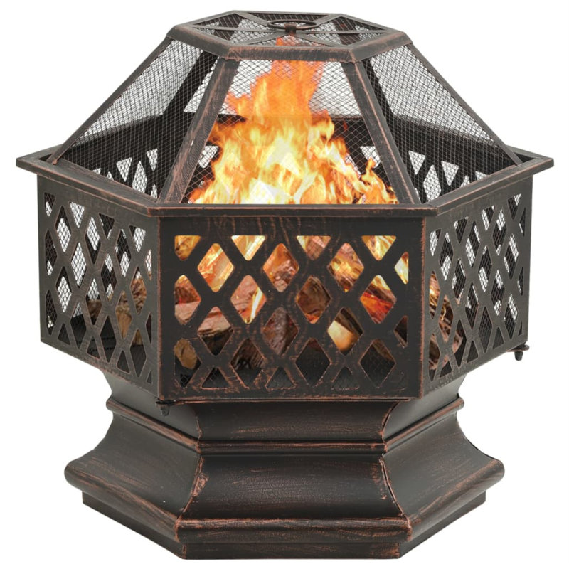 Rustic Fire Pit with Poker 24.4" x 21.3" x 22" XXL Steel