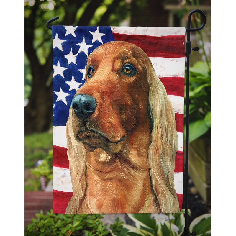 2 côtés en polyester de 2 côtés american drapeau de jardin, Setter irlandais brun