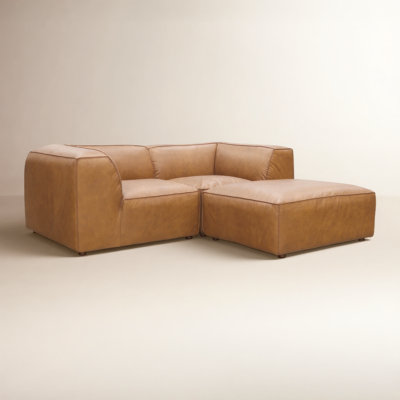 Foley 3-Piece Top Grain Leather Modular Sectional