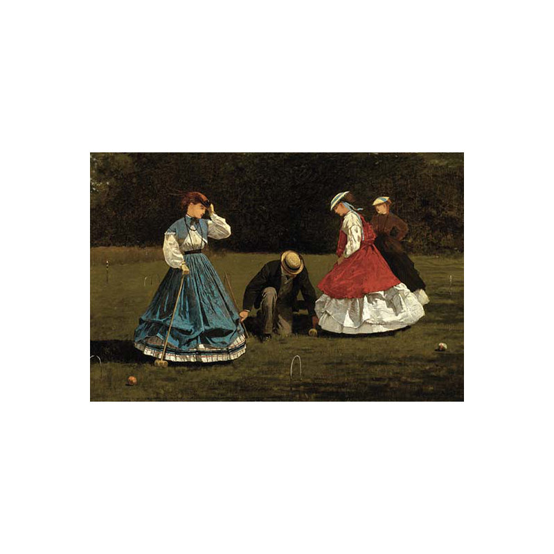 «Croquet Scene» par Winslow Homer - reproduction, H 24 po x l 36 po x P 1,5 po