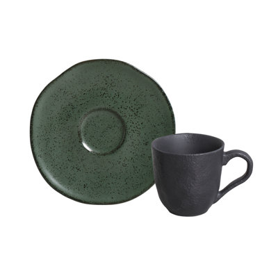 Tasse à café et soucoupe en céramique 4 oz Greenery Espresso