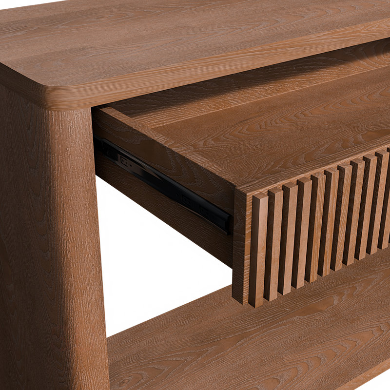 Table d'appoint 60 po 2 tiroirs cannelés 60 po, Noyer