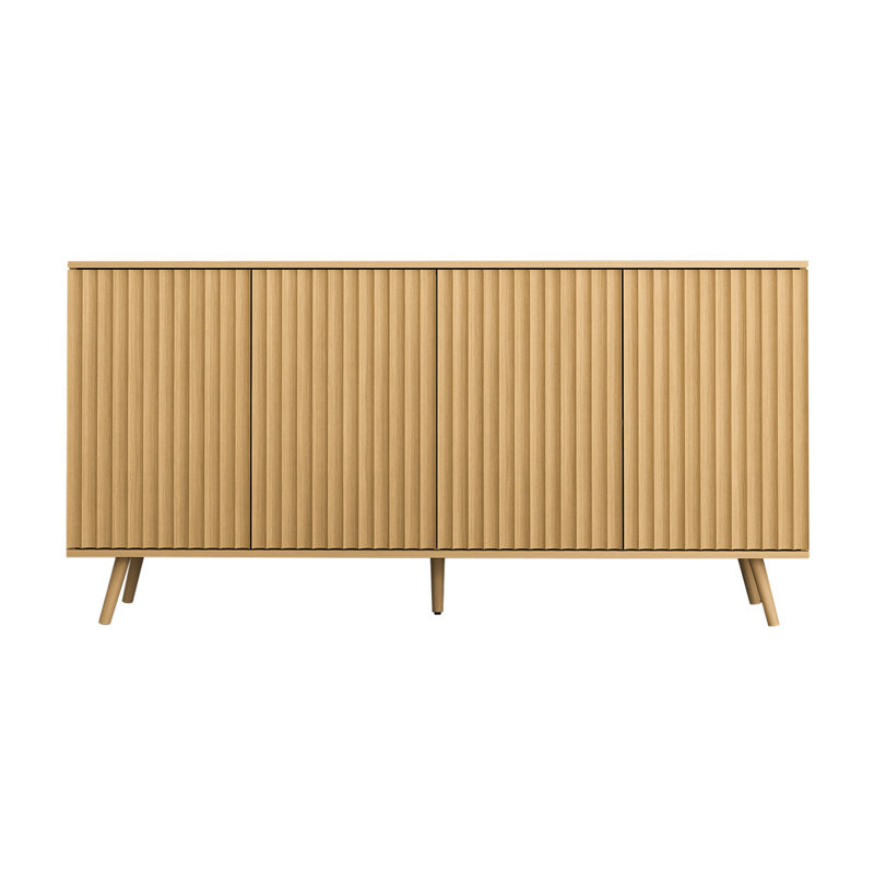 4-Door Sideboard With Adjustable Shelves And Hexagonal Pattern