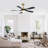 52" 5-ABS Blade Ceiling Fan With Led Light and Remote Control, DC, Silent, Forward and reverse(Black&Gold)-1725503401