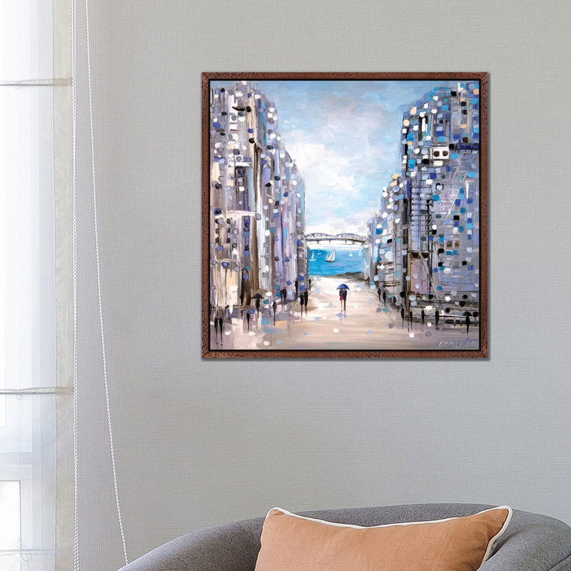 Summer Rain by Ekaterina Ermilkina - Painting on Canvas, Classic Brown Wood Framed, 66.04 cm H x 66.04 cm W