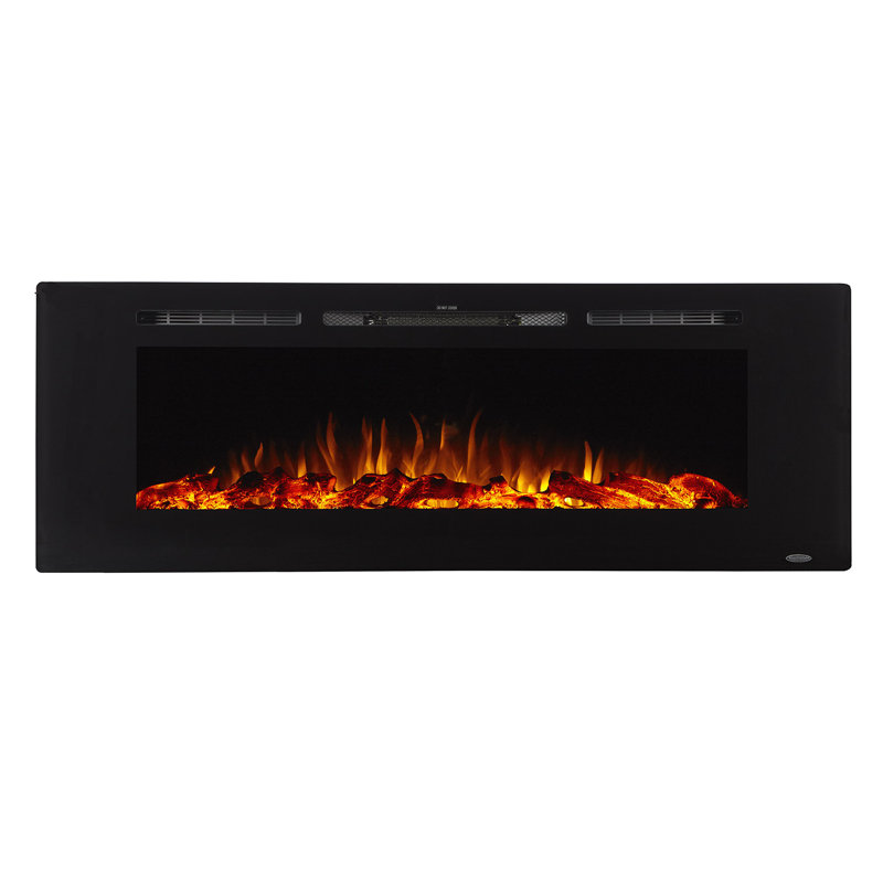The Sideline Electric Fireplace for Recessed or Wall Mount Installation, 21.5" H x 60" W x 5.5" D, Black