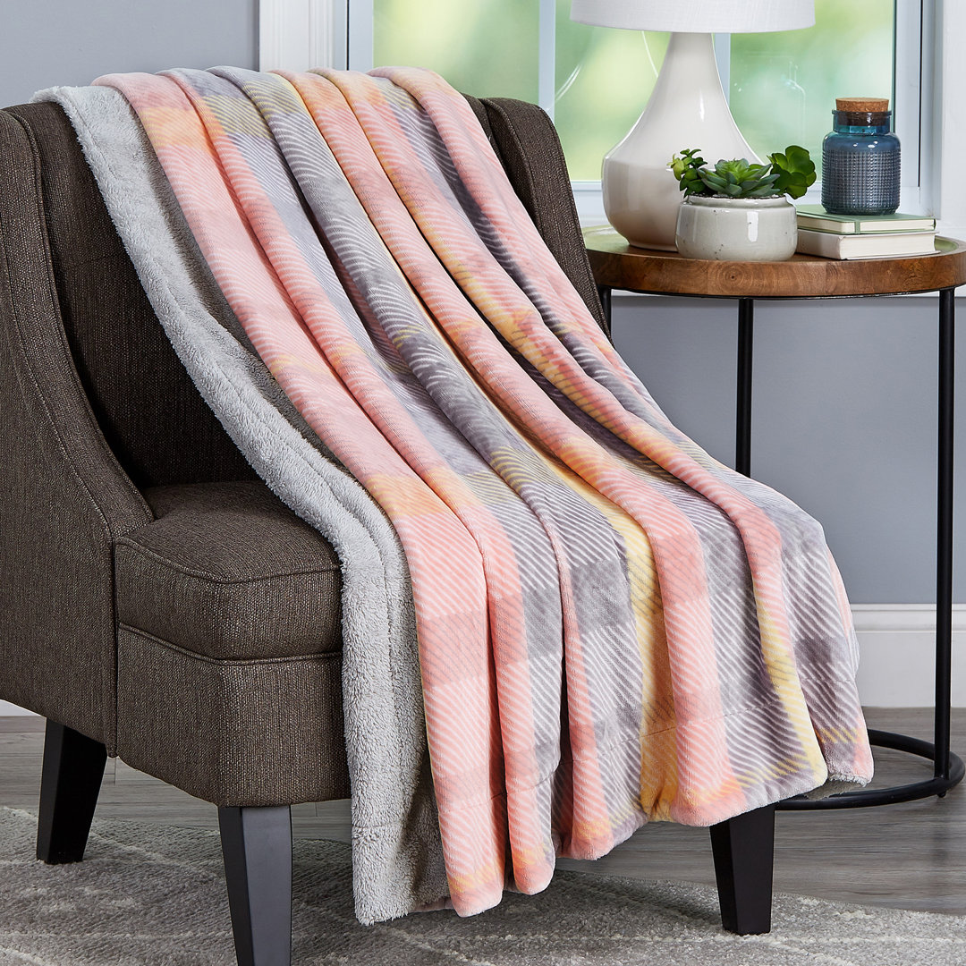 LHC Poly Fleece Sherpa Throw - Oversized Plush Woven Polyester Bed or Sofa Blanket - Breathable and Machine Washable by Lavish Home Plymouth Home 