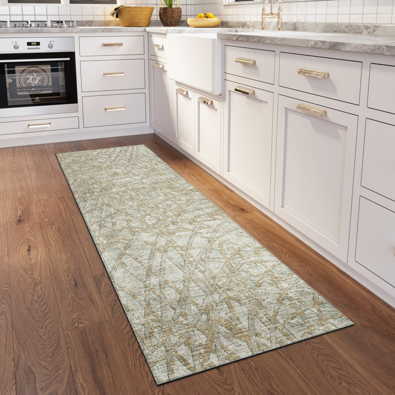 Tapis gris / blanc tissé à la machine Zakyi Southwestern, Tapis de couloir 2 pi 3 po x 7 pi 6 po