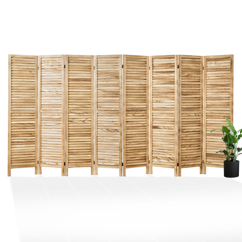 Paravent pliant en bois à persiennes - Paravent 5,6 pi avec charnières doubles pour la maison et le bureau, 8