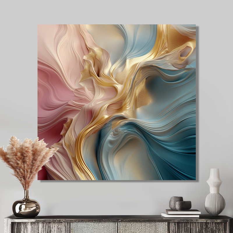 «Streams», art mural abstrait, Métal métal, H 16 po x l 16 po x P 1 po