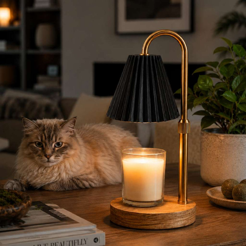 Lampe chauffe-bougie Katziela Pet Welcome Noir