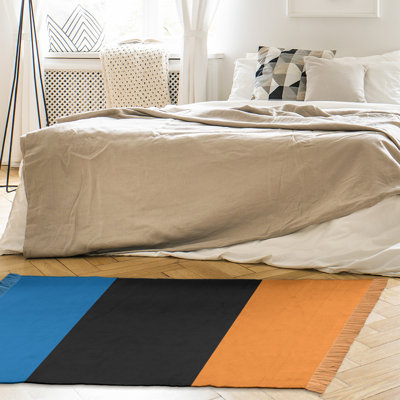 Tapis bleu/noir/orange