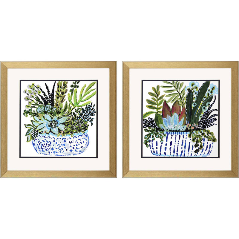 «Succulent Garden I S / 2», reproduction encadrée sur papier 2 pièces