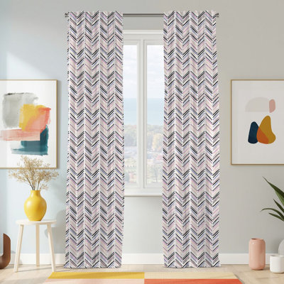 Semi Sheer Modern Print Curtain Single Panel