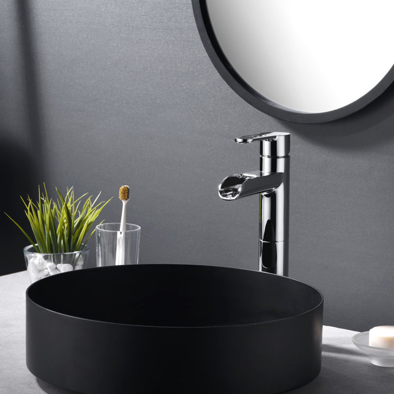 Sozu Collection Single-Handle Tall-Vessel Lavatory Bathroom Sink Faucet with Drain Assembly - Chrome Polished