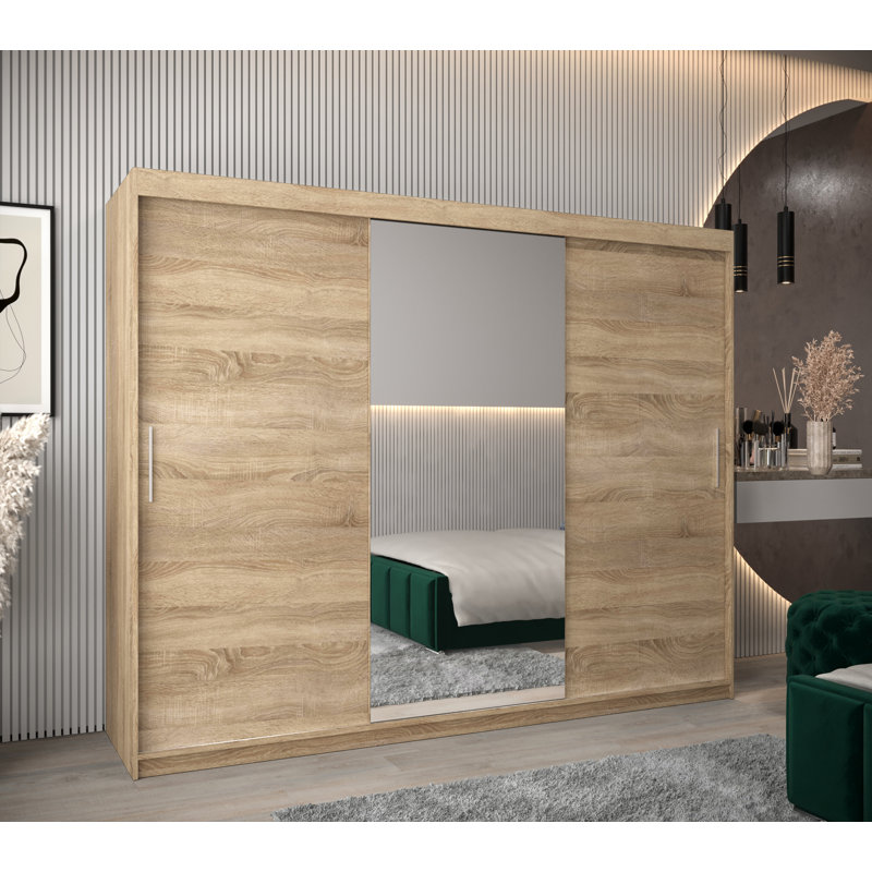 Ashritha 3 Door Manufactured Wood Wardrobe, Sonoma Oak