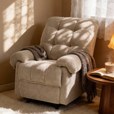 36" Wide Contemporary Breathable Skin Friendly Fabric Soft Padded Manual Recliner Chair