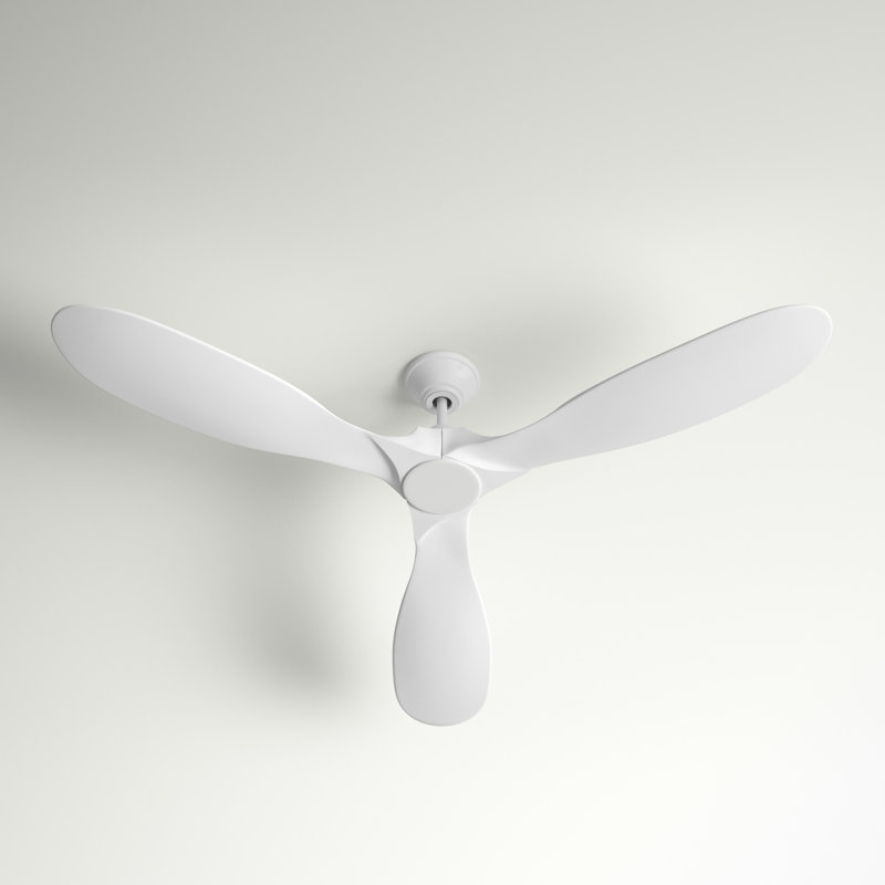 Franny Ceiling Fan with LED Lights, Matte White with White Blades, 52 inches