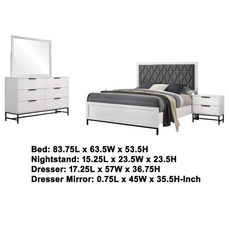 Noro 4 Piece Bedroom Set, Queen