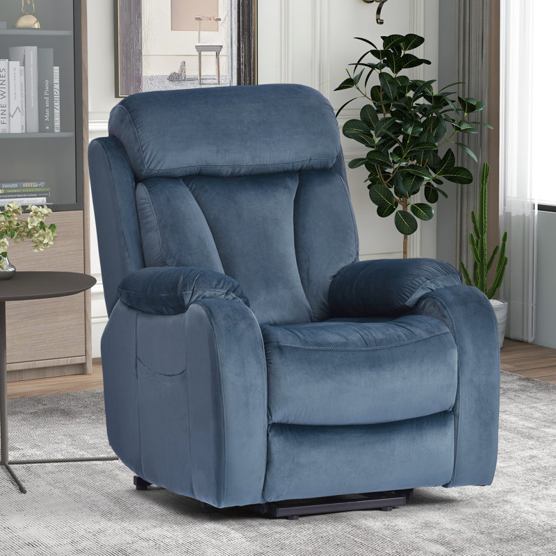 Fauteuil inclinable électrique, Velours bleu marine