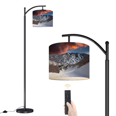 Arc Floor Lamp with Adjustable Lampshade park city fiery sunset utah landscapes pictures Standing Lamp 3 Color Temperatures Dimmable Tall Pole Lamp with Foot Switch for Bedroom