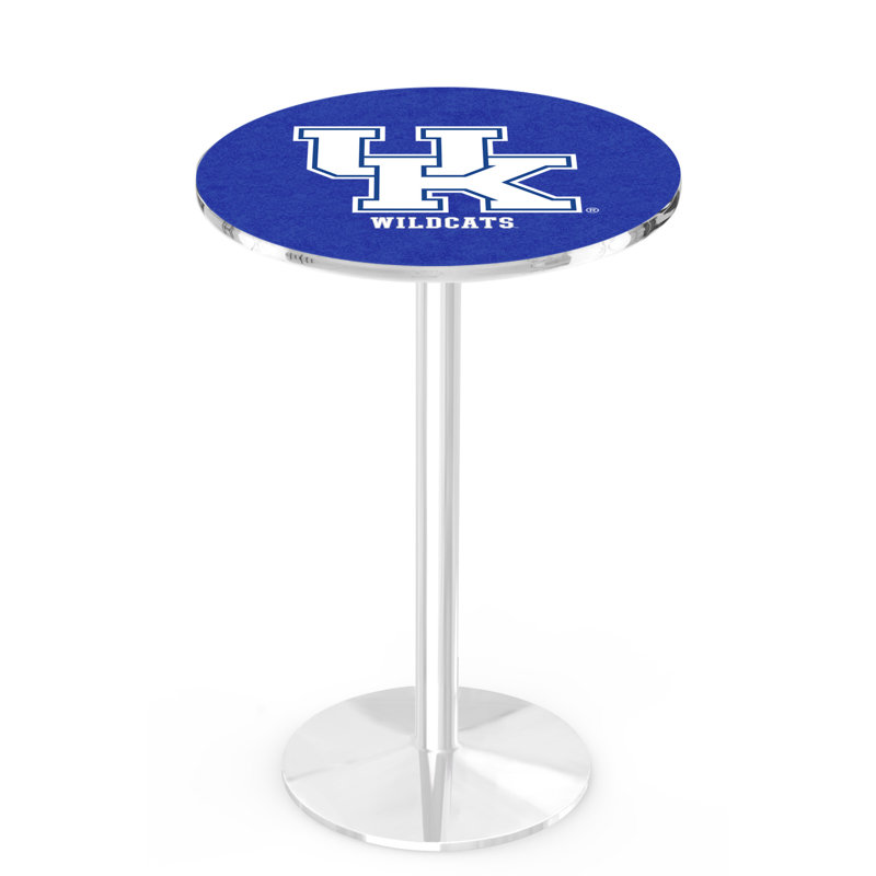 Round Metal Base Dining Table, Chrome, University of Kentucky - UK Logo