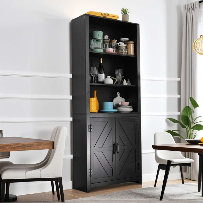 27.4'' W Bookcase With 3 Open Shelves And A Storage Cabinet, Black