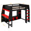 Lit mezzanine en bois avec bureau, tablettes, DEL et support suspendu-552474019