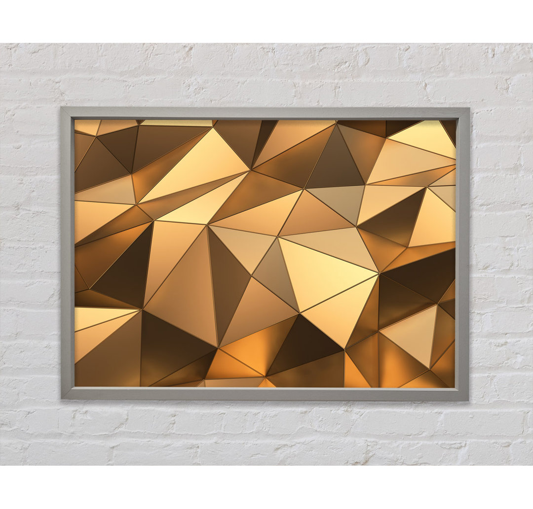 Gerahmter Kunstdruck Gold Geometric Triangles Shining