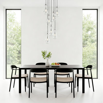 7-Light Nickel Glass Raindrop Chandelier for Living Room&Kitchen