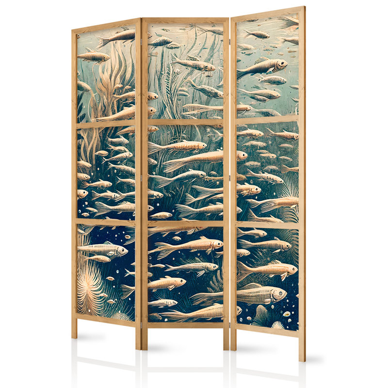 171cm H Solid Wood Folding Room Divider, 171cm H x 135cm W x 1.2cm D, 3