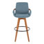 Tabouret de comptoir Mid-Century en noyer avec revêtement en tissu bleu | Idée de cadeau