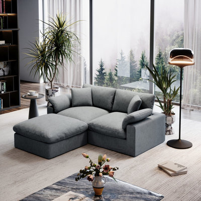 Cloud Couch Modular Sectional Sofa For Living Room, Oversized Comfy Down-Filled Cushion, Modern Upholstered Deep Seat Couches, Detachable Slipcover For Easy Cleaning