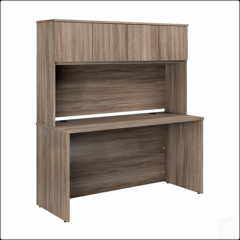 Bureau spacieux de 60 pouces avec huche et rangement dissimulé, parfait pour la maison ou le bureau