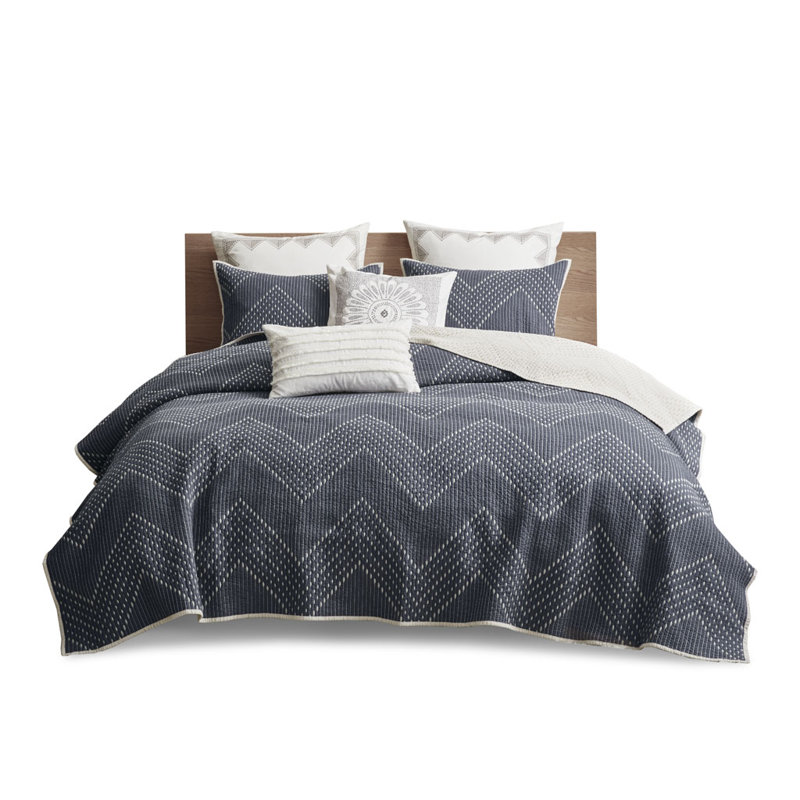 Huber Bedding, Courtepointe double / grand et 2 taies décorative, Bleu marine