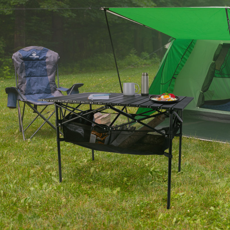 Table de camping d'extérieur Wakeman - Table pliante avec compartiment de rangement et sac de transport pour pique-nique, hayon, barbecue ou camping - Équipement de camping