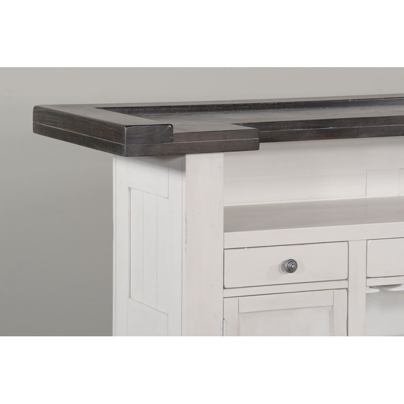 Hardin 78'' Home Bar, White/Dark Brown