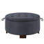 Repose-pieds rembourré rond gris foncé avec espace de rangement caché et tabouret de repos rembourré pratique-109963948