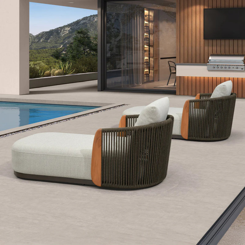Méridienne simple de patio en oléfine Hailar, Gris