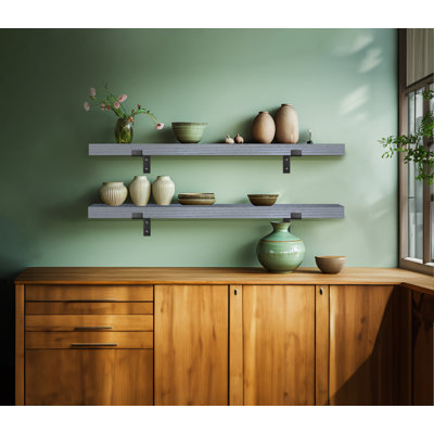 2 Piece Oak Bracket Shelf