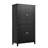 Wide Bathroom Cabinet - 4 Doors Black Adjustable Shelving Unit Tall Shelves-1606761645