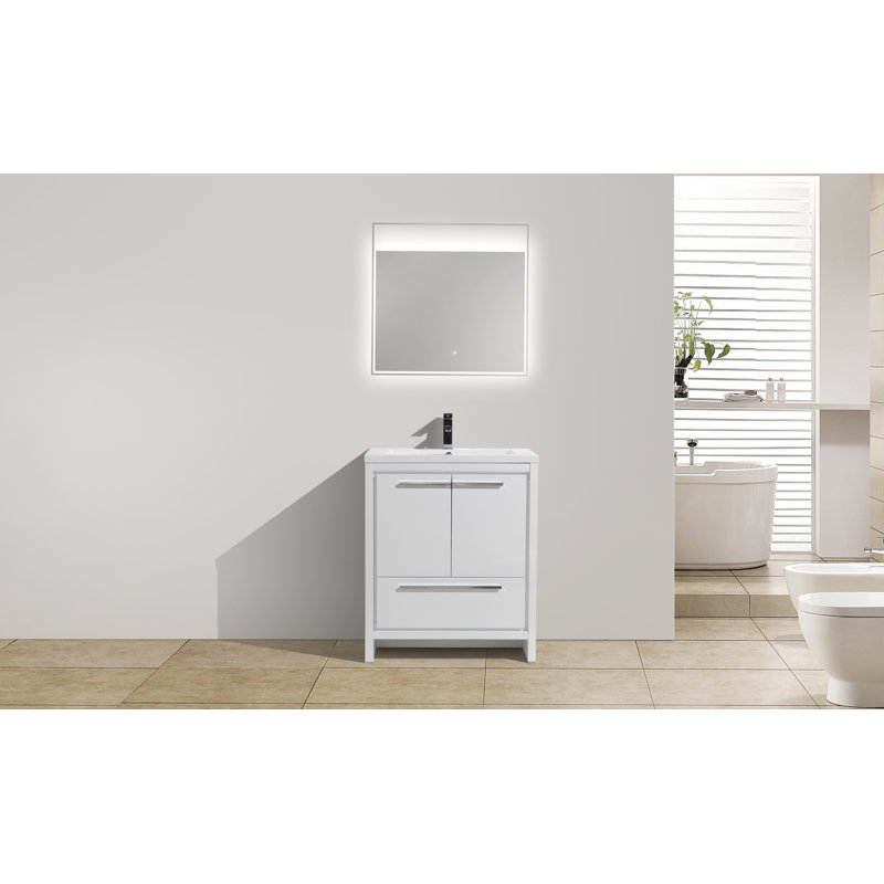Melillo 30'' Single Bathroom Vanity Base Only, High Gloss White