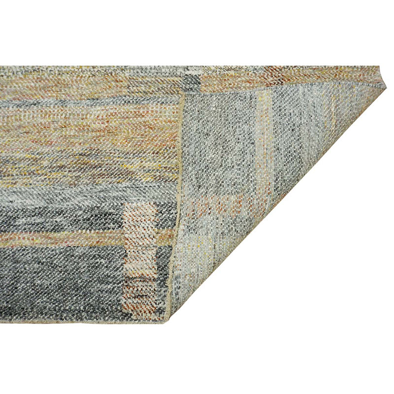 Hand Knotted Wool Plaid Area Rug, Rectangle 8' x 10'