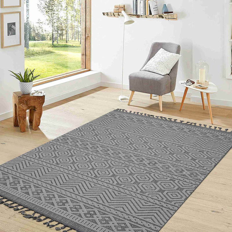 Tapis d'intérieur / extérieur à motif géométrique Guros Collection, Rectangle 4 pi x 6 pi 2 po