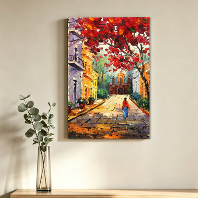 Autumn Retro Street Walk Poster Art Oil Painting Style Poster