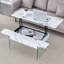 Table basse à plateau relevable avec design blanc. Dessus. Pieds en verre trempé transparent. Vaste espace de rangement. Convient pour le salon et le bureau. Plusieurs options de couleurs. Placage de maison moderne facile à assembler-1475190061