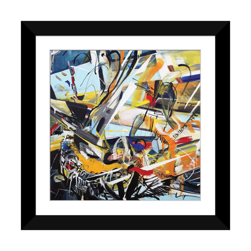 « symphony », impression sur toile, H 24 po x l 24 po x P 1 po, Papier avec cadre noir, Blanc